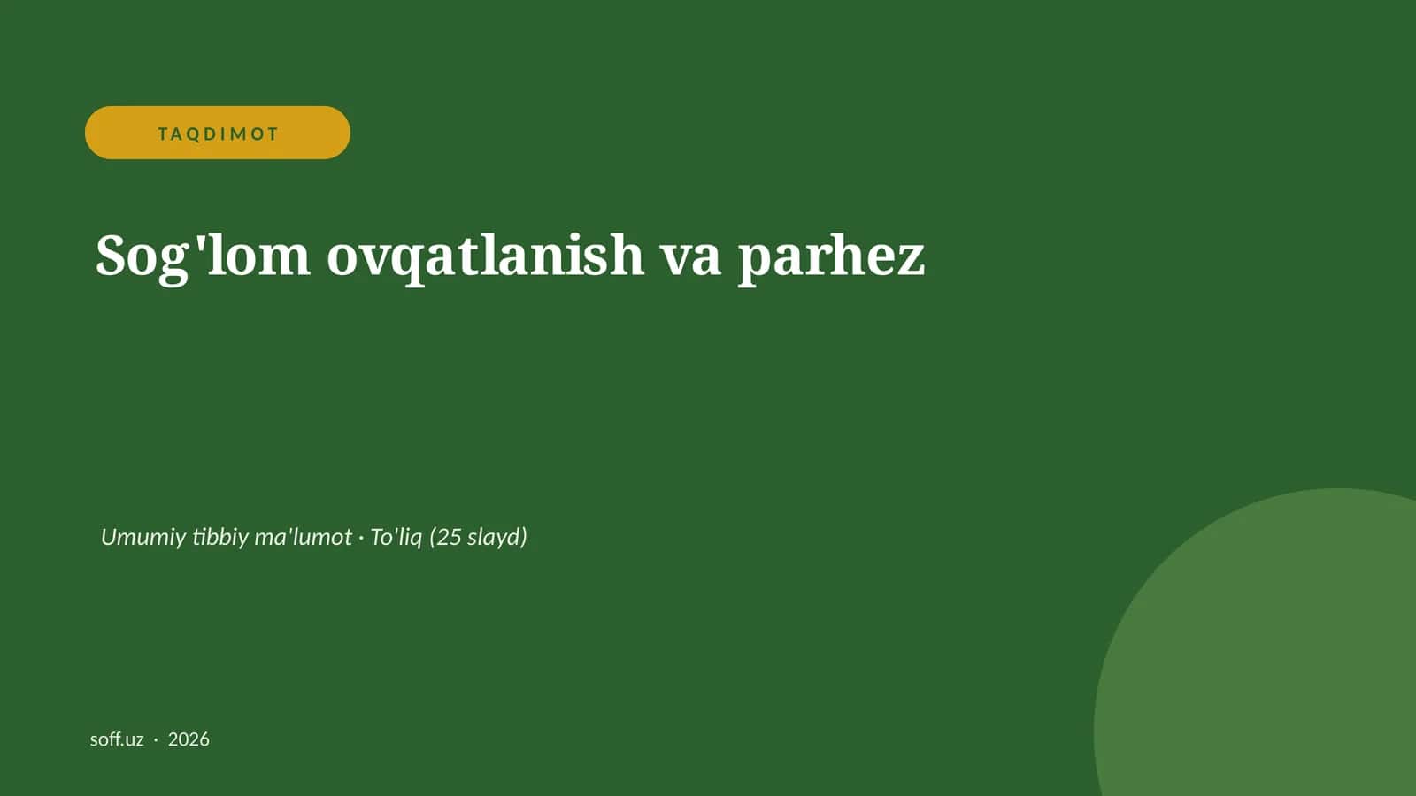 Sog'lom ovqatlanish va parhez 1