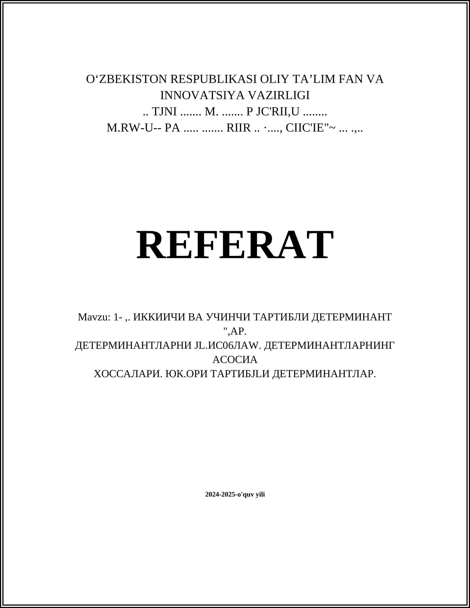 Биринчи даражали детерминантлар 1