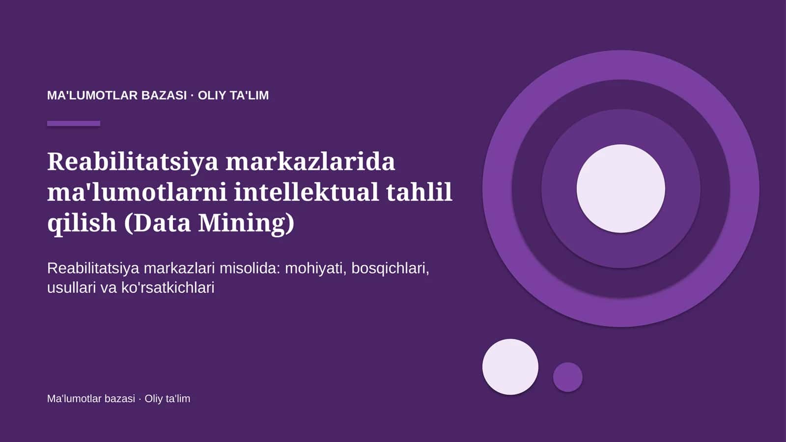 reabilitatsiya markazlarida ma'lumotlarni intellektual tahlil qilish data mining 1404 1