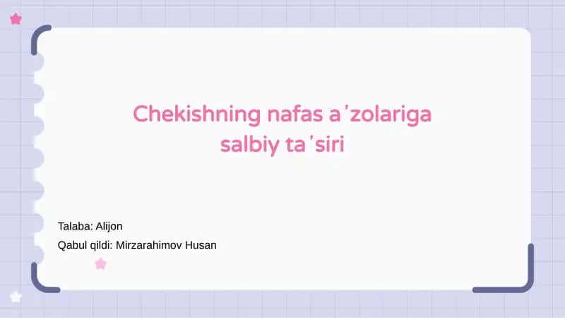 Chekishning nafas a'zolariga salbiy ta'siri 1