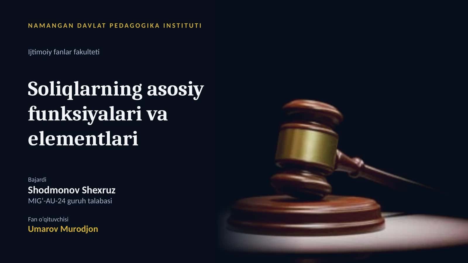 Soliqlarning asosiy funksiyalari va elementlari 1