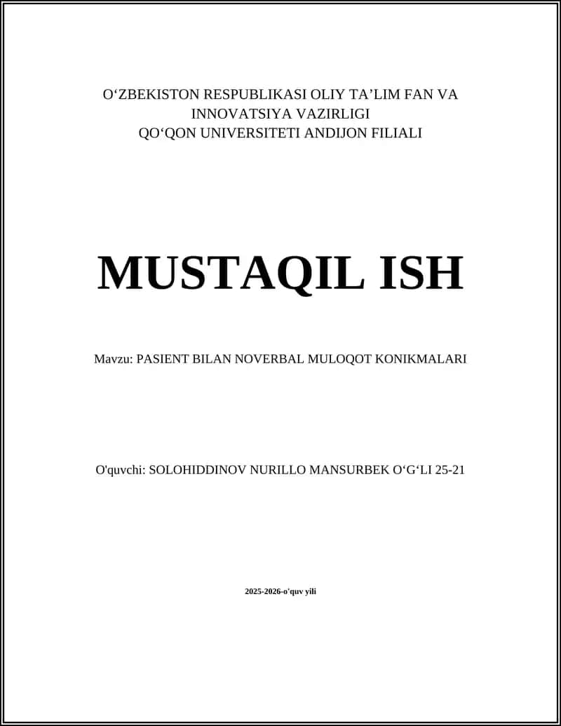 PASIENT BILAN NOVERBAL MULOQOT KONIKMALARI 1