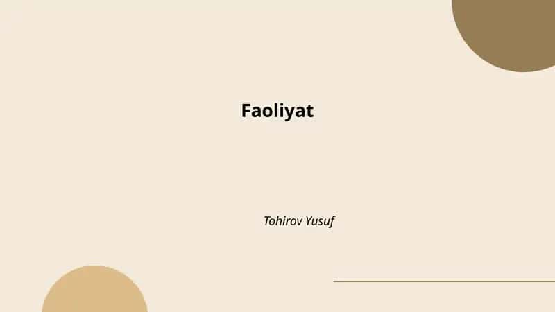 Iqtisodiy faoliyat 1