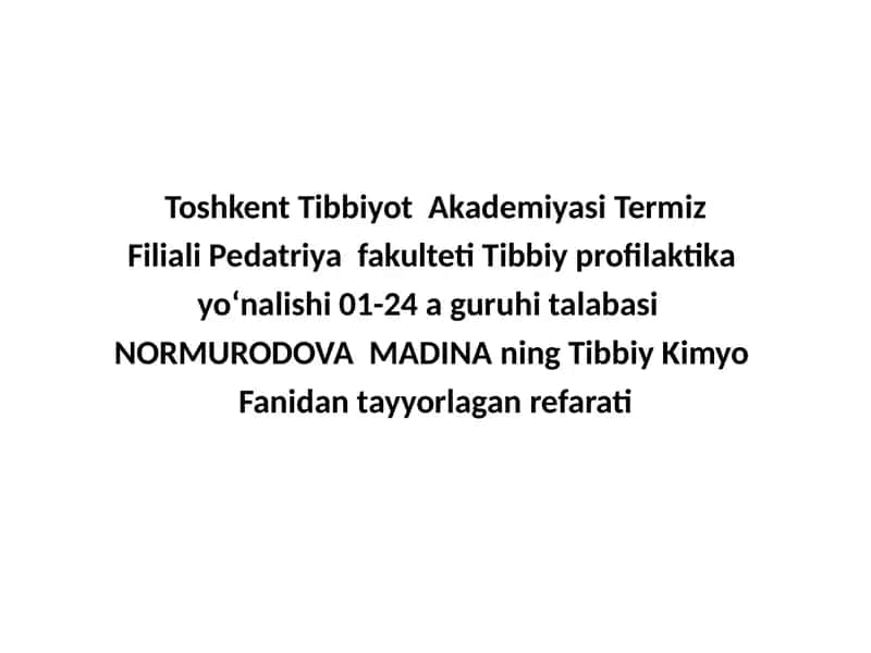 Tibbiy Kimyo Fanidan Tayyorlagan Elektrolitlar Referati 1