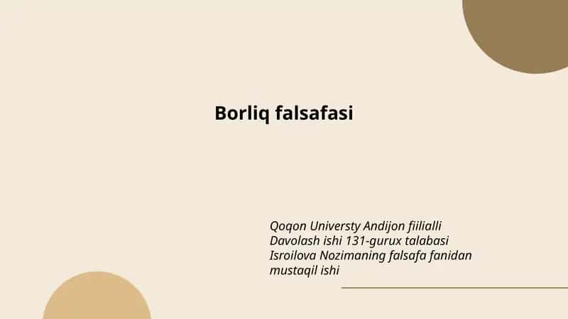 Borliq falsafasi 1