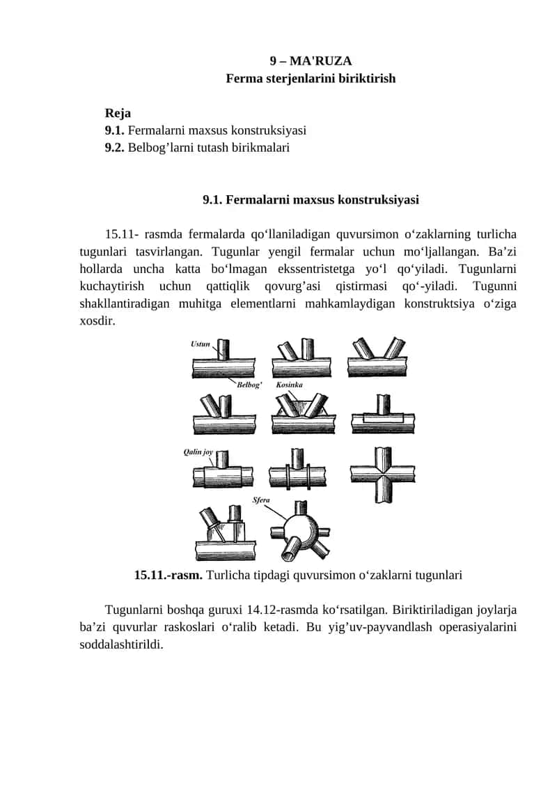 Ferma sterjenlarini biriktirish 1