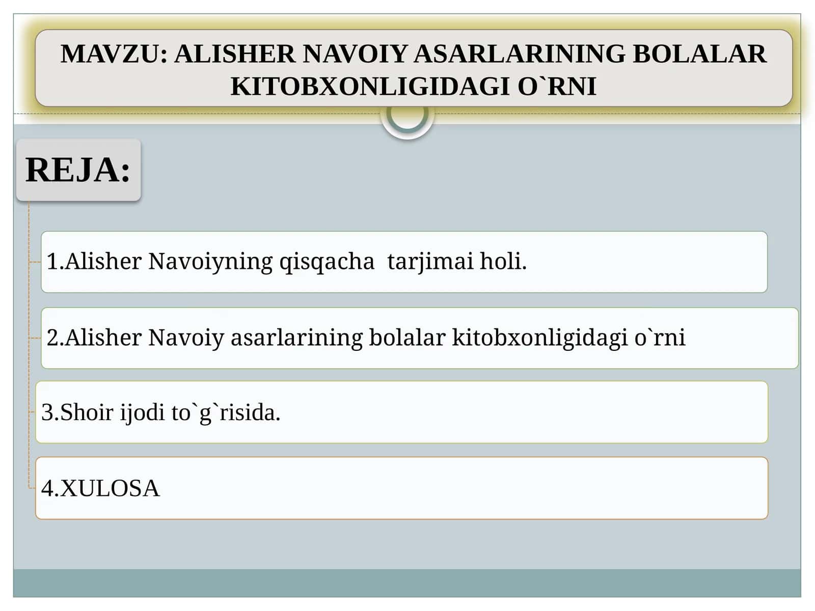 ALISHER NAVOIY ASARLARINING BOLALAR KITOBXONLIGIDAGI O`RNI 1