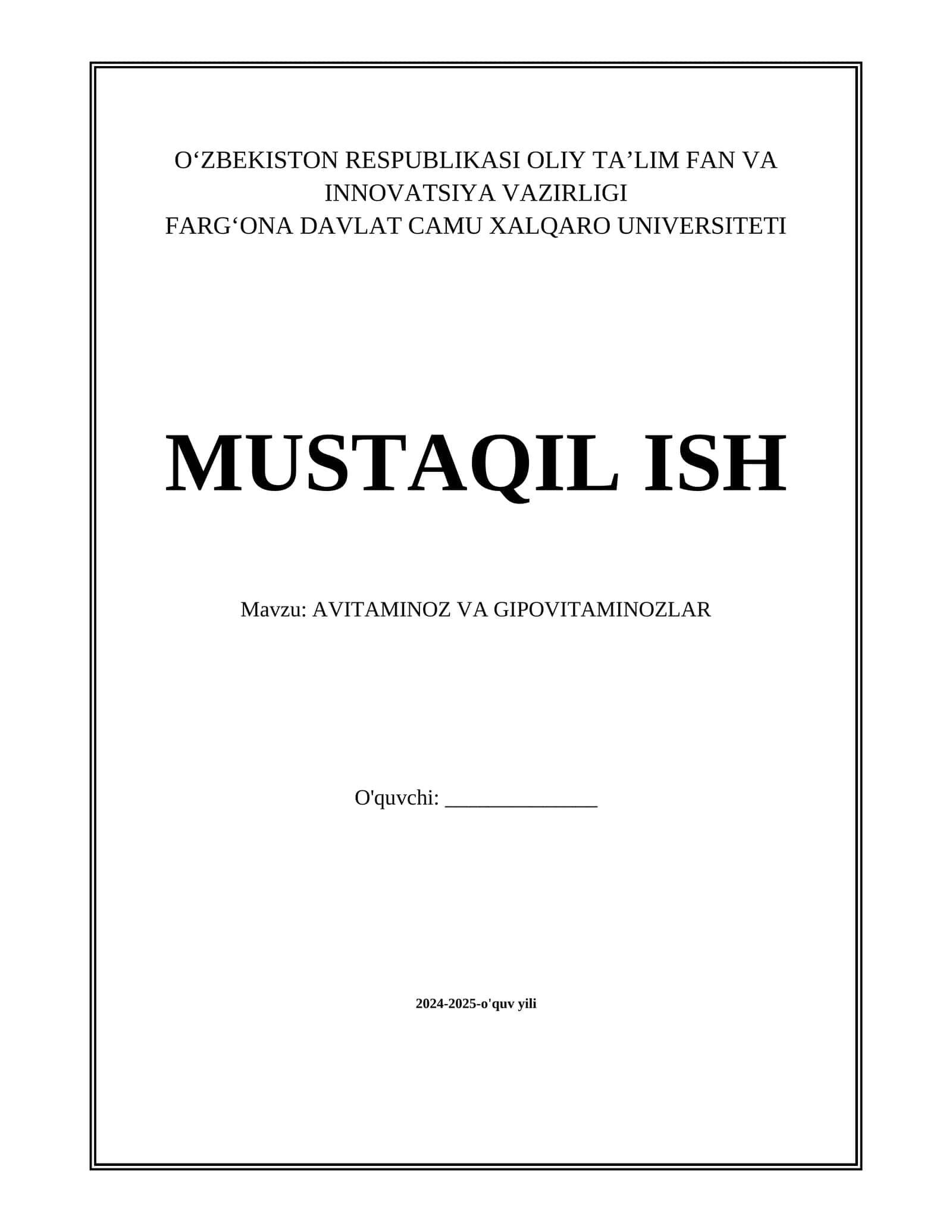 AVITAMINOZ VA GIPOVITAMINOZLAR 1
