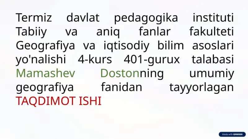 Yer yuzasining doimiy o’zgarishi 1