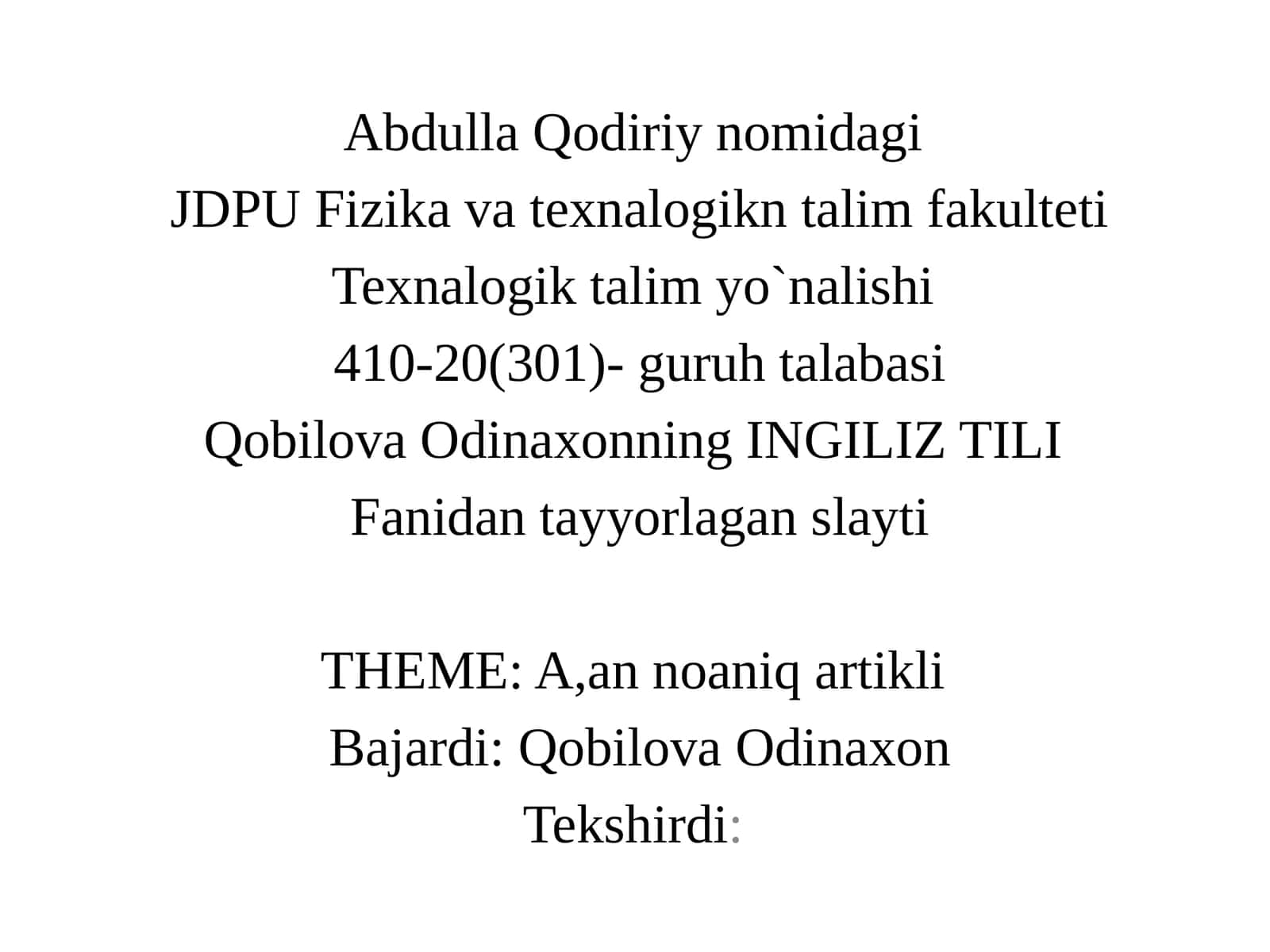 INGILIZ TILI Fanidantayyorlaganslayti 1