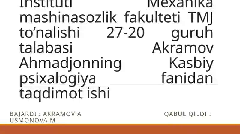 Kasblar va ularning klassifikatsiyasi