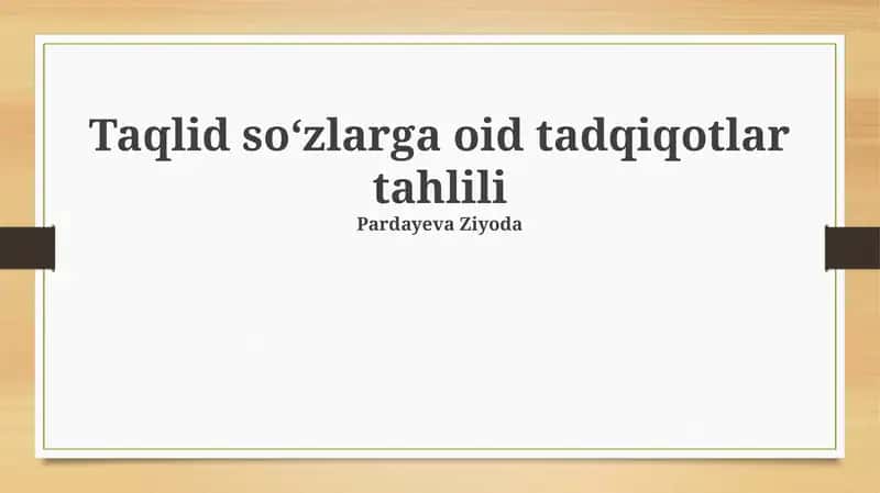 Taqlid soʻzlarga oid tadqiqotlar tahlili 1