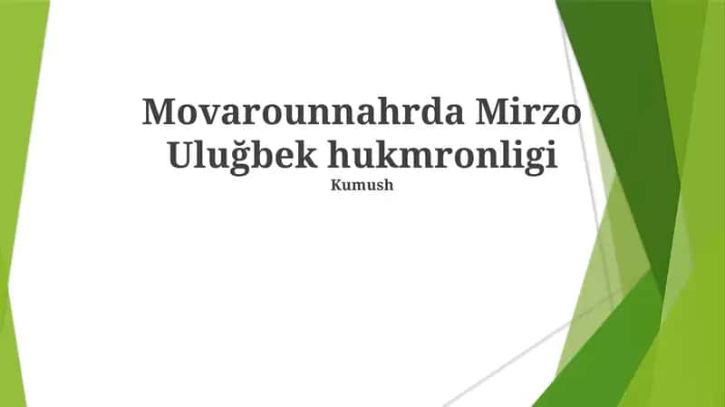 Ulugh Begning Movarounnahrdagi hukmronligi 1