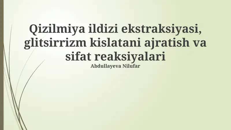 Yashilmiya ildizi ekstraksiyasi 1