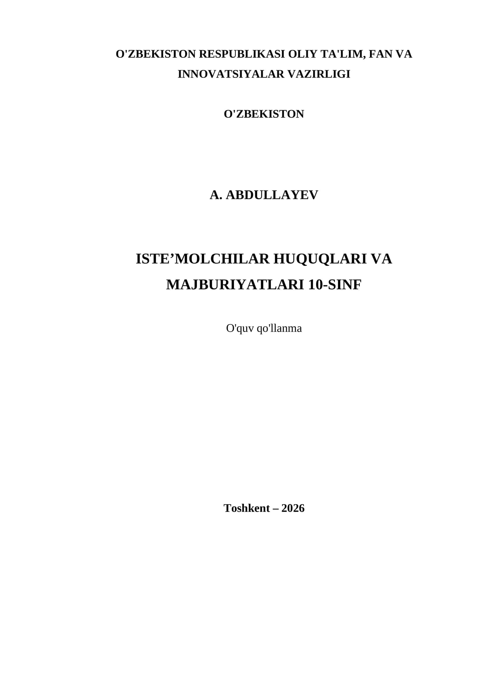 ISTE’MOLCHILAR HUQUQLARI VA MAJBURIYATLARI 10-SINF 1