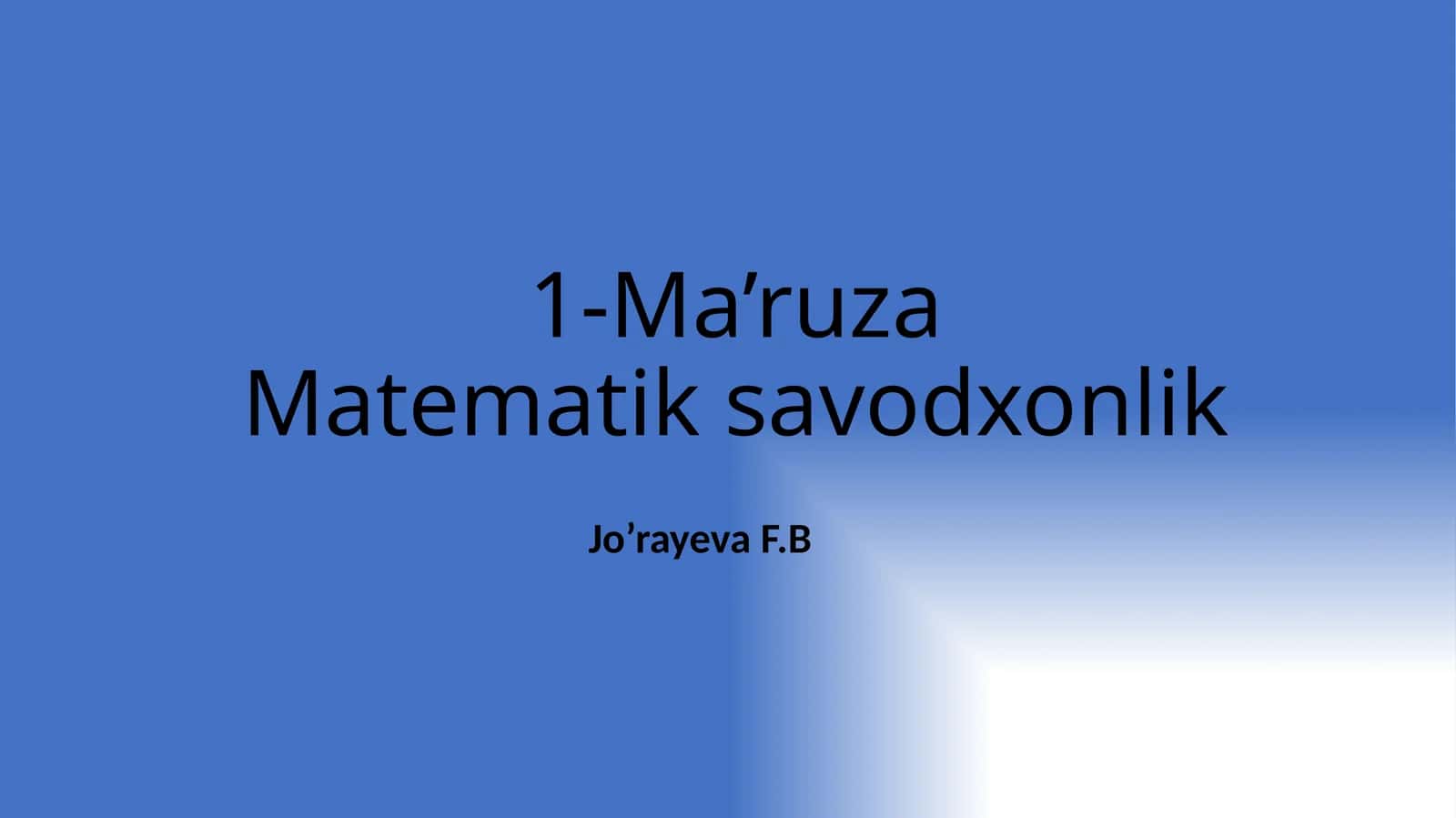 Matematik savodxonlik 1