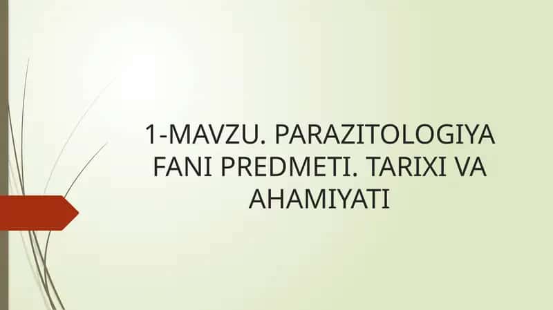 PARAZITOLOGIYA FANI 1