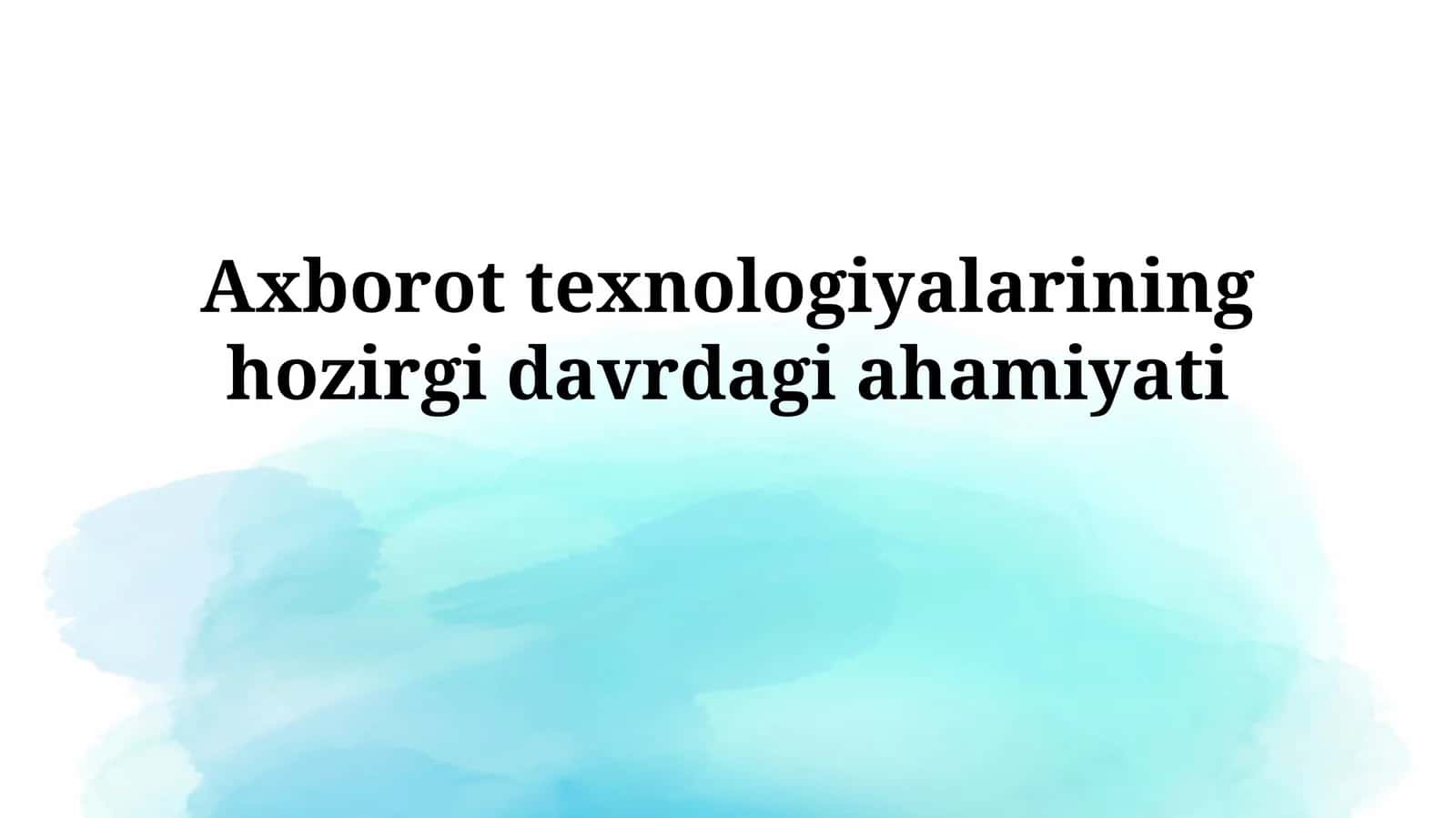Axborot texnologiyalari va ijtimoiy hayot 1