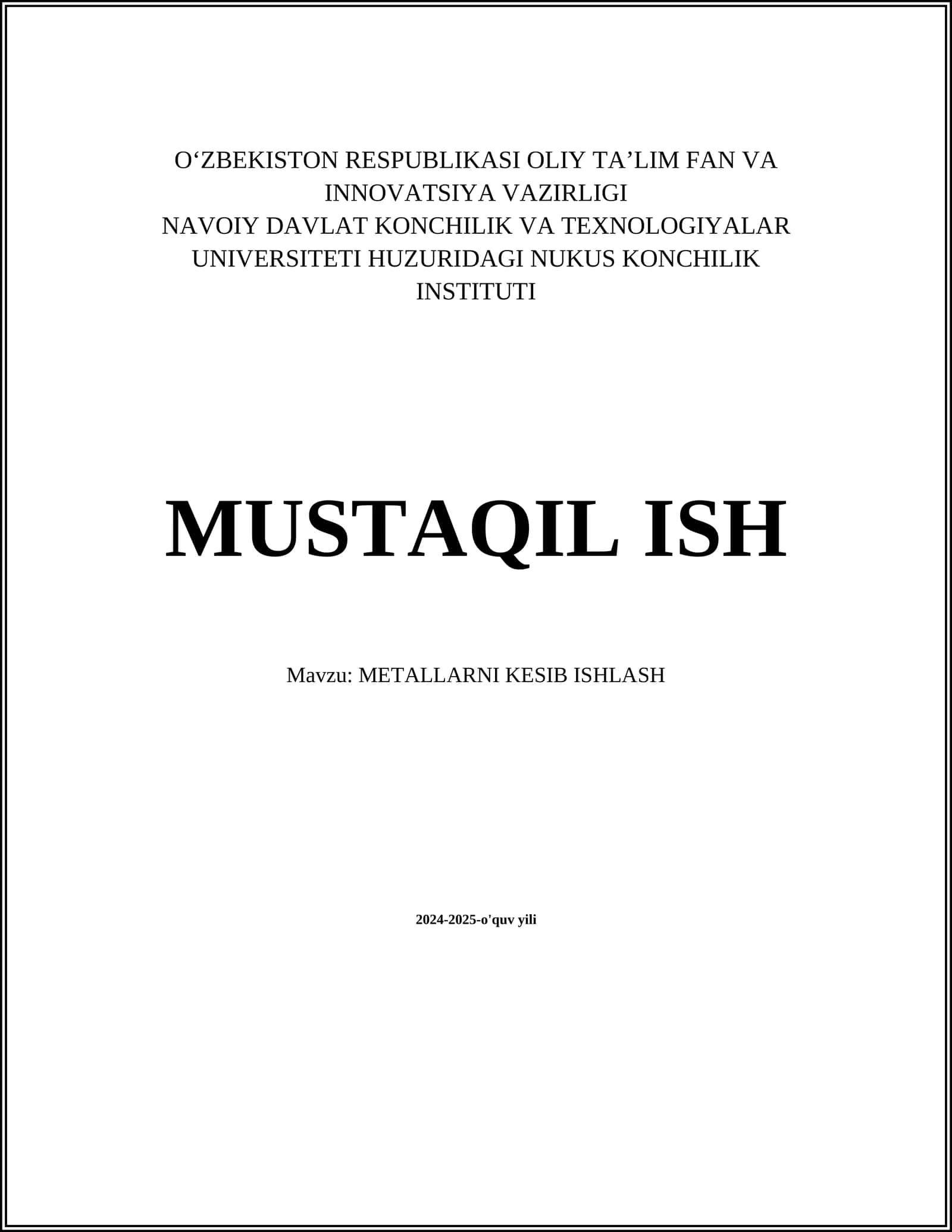 METALLARNI KESIB ISHLASH 1