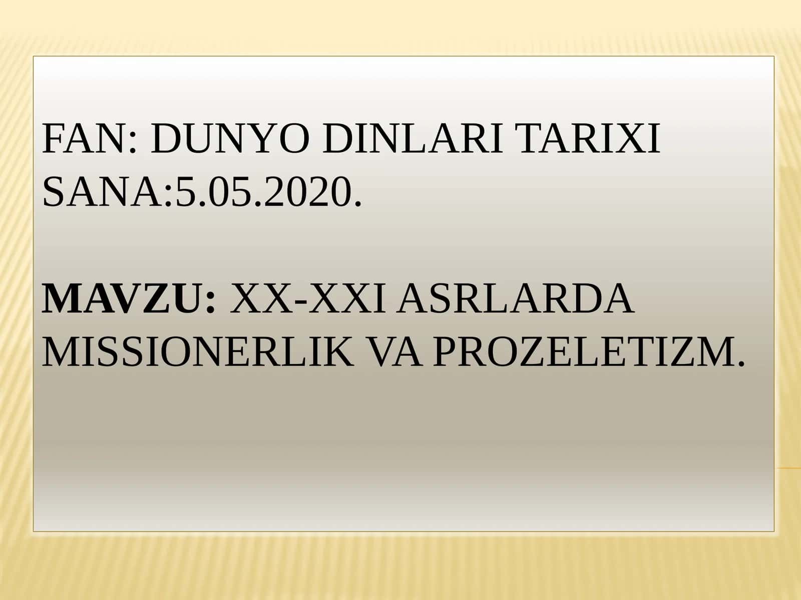 Dunyo dinlari tarixi 1