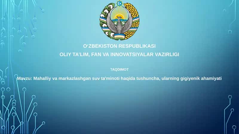 Mahalliy va Markazlashtirilgan Suv Ta'minoti 1