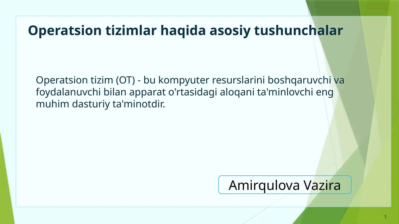 Operatsion tizimlar haqida asosiy tushunchalar 1