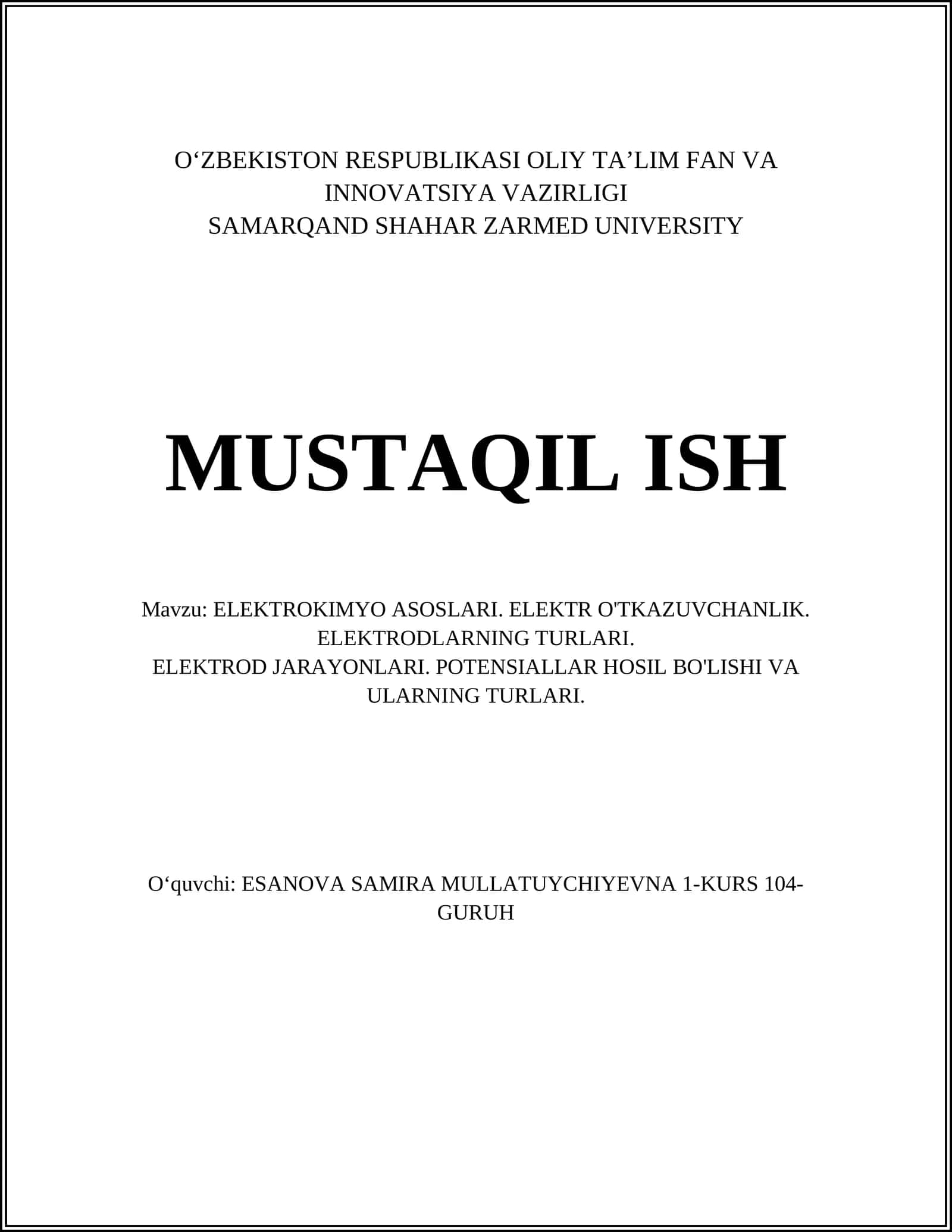 ELEKTROKIMYO ASOSLARI 1