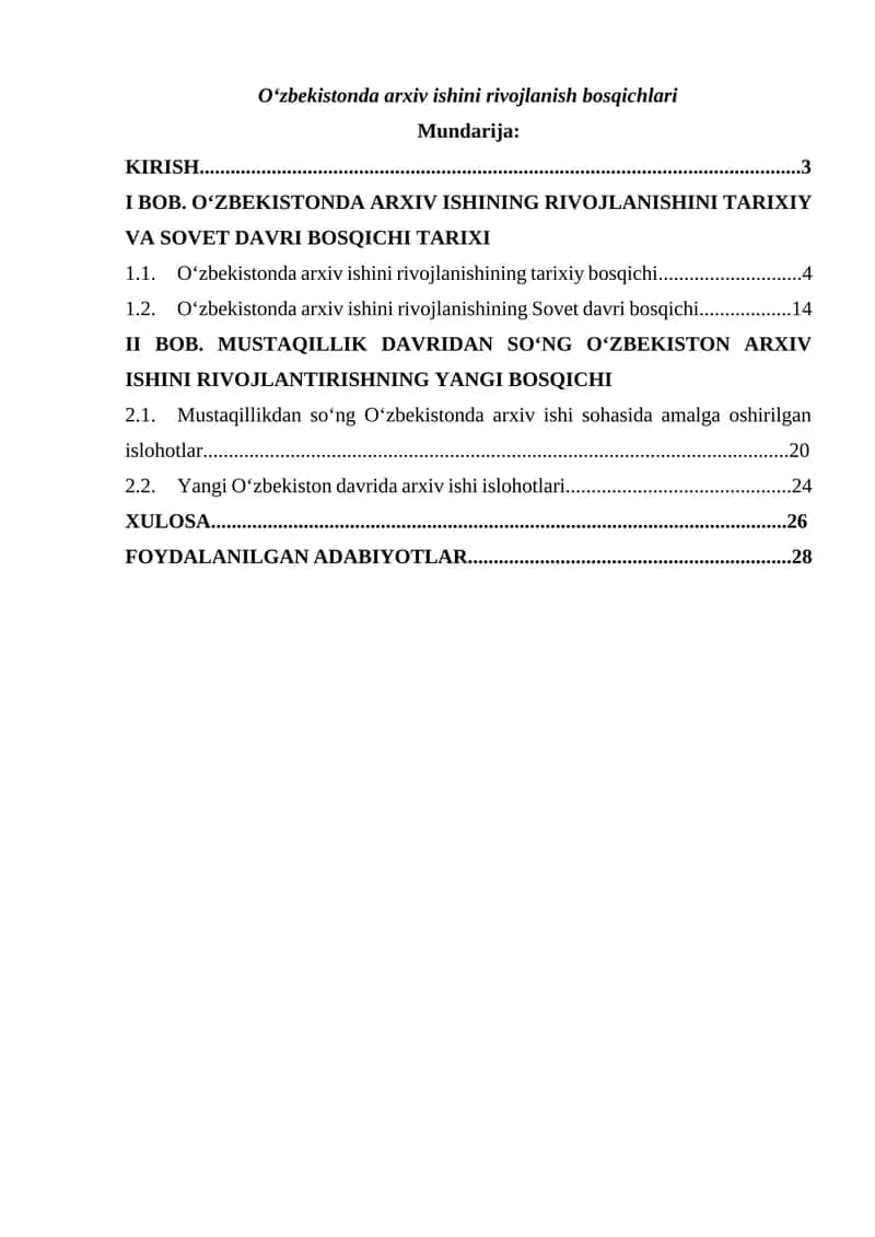 O‘zbekistonda arxiv ishini rivojlanish bosqichlari 1
