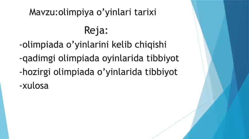 Olimpiada o'yinlari tarixi 1