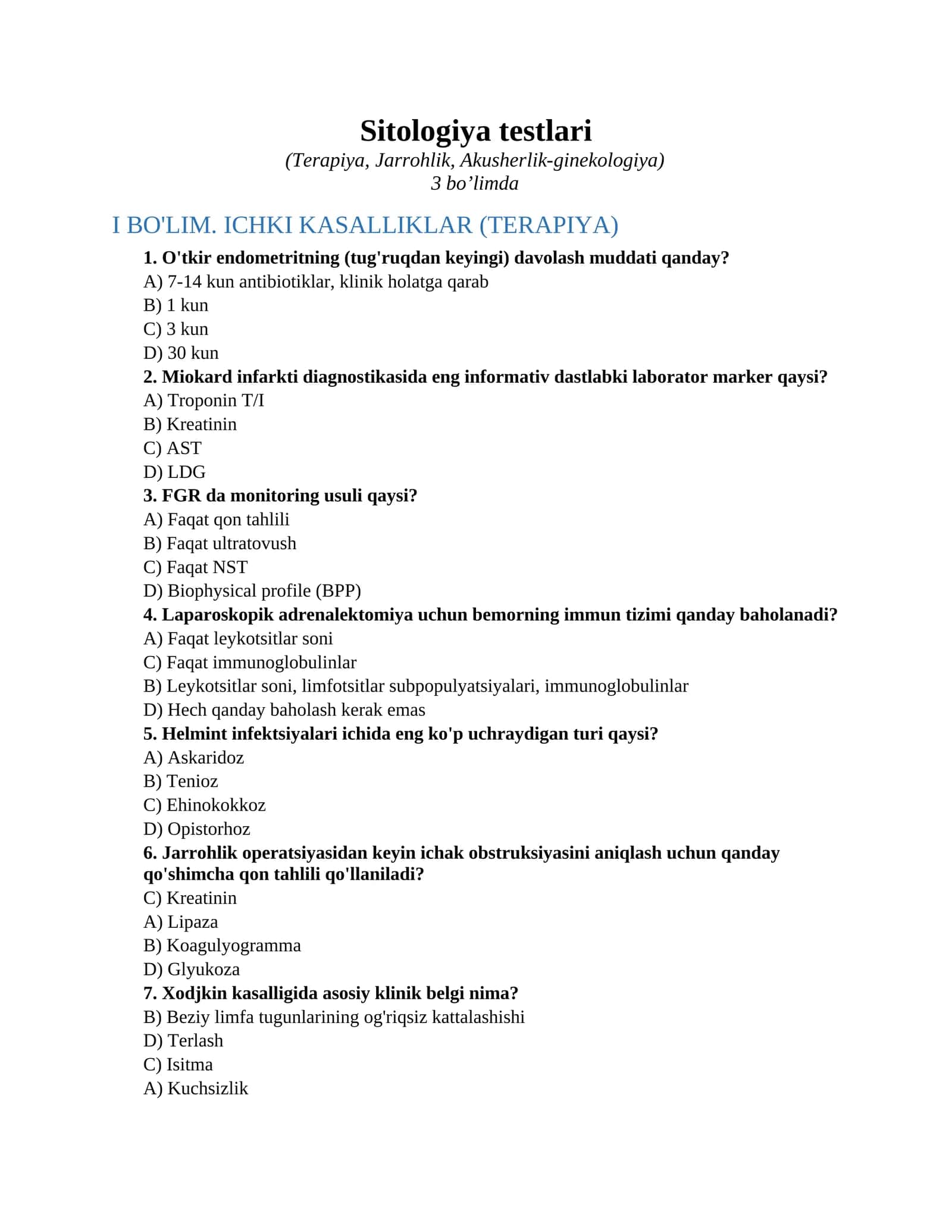 Sitologiya testlari 1