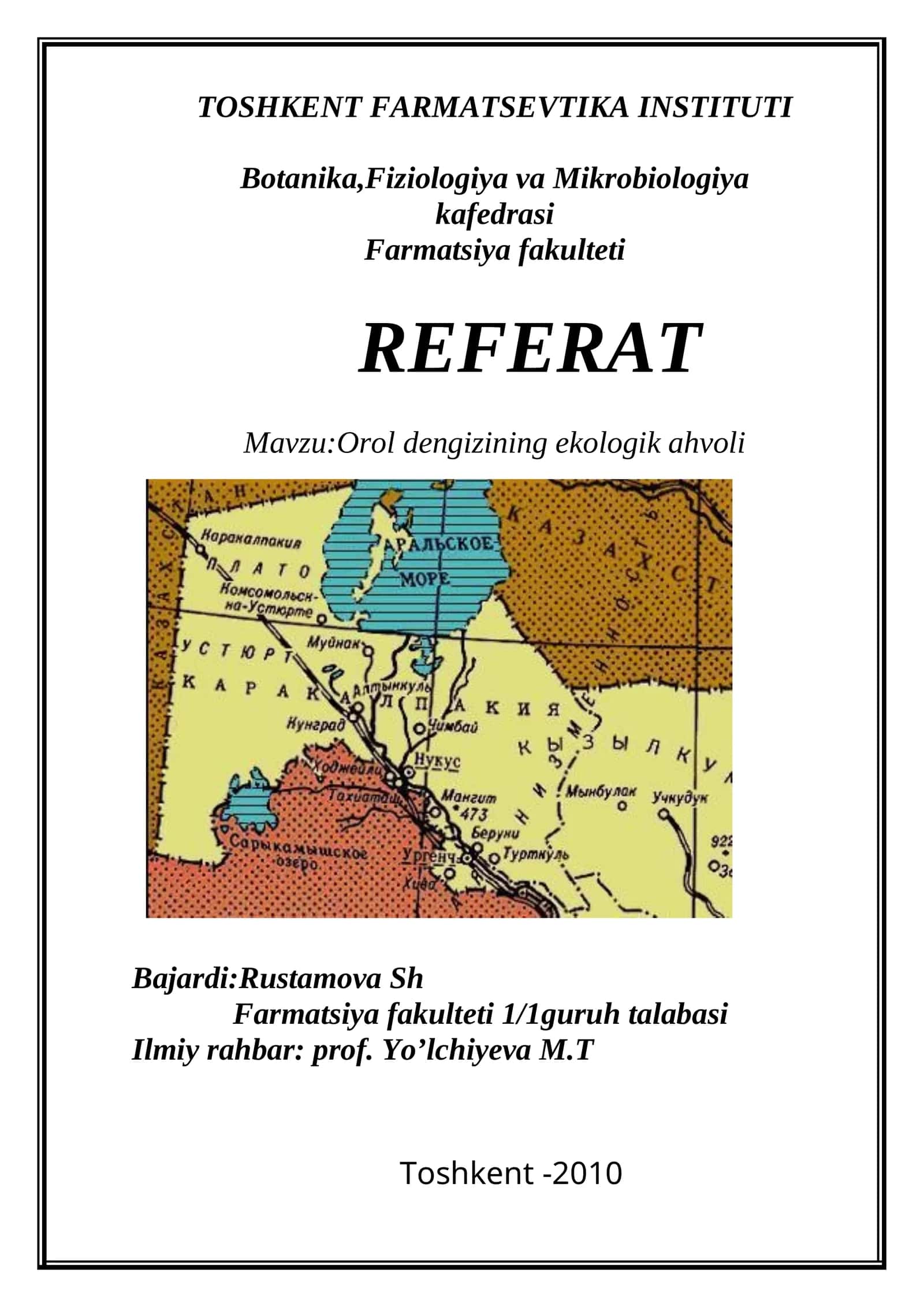 Orol dengizining ekologik ahvoli 1