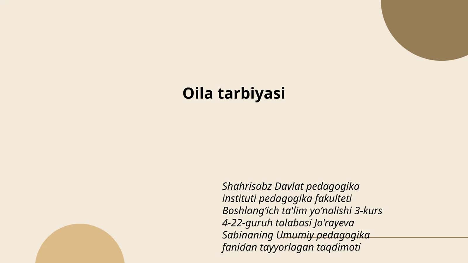 Oila tarbiyasi 1