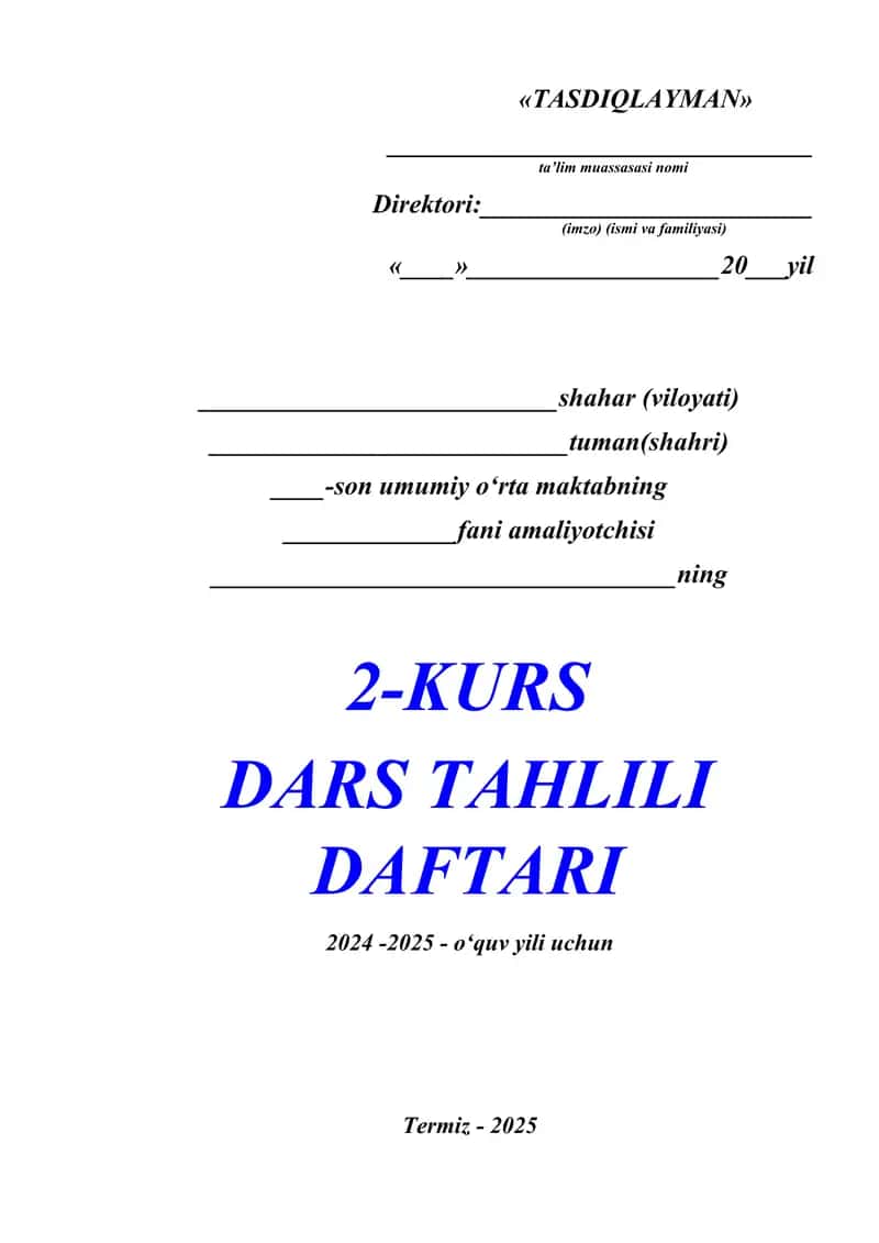 KURS DARS TAHLILI DAFTARI 1