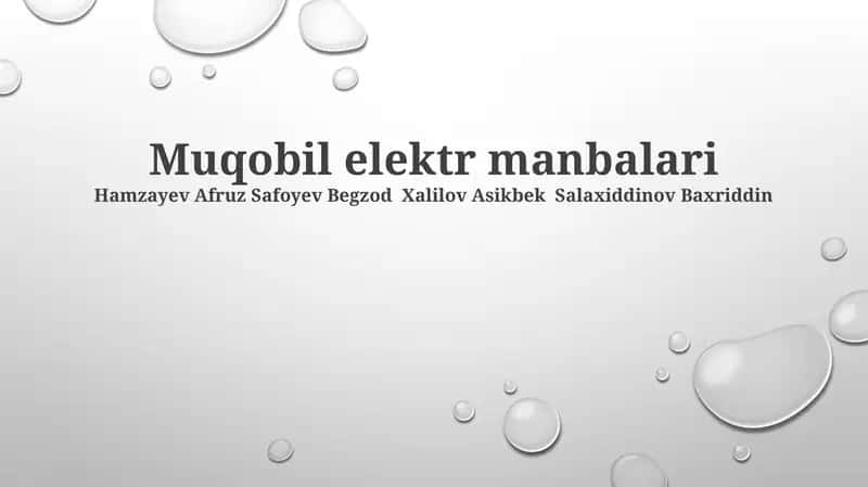 Muqobil elektr manbalari 1