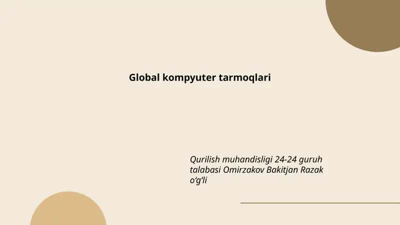 Global kompyuter tarmoqlari 1