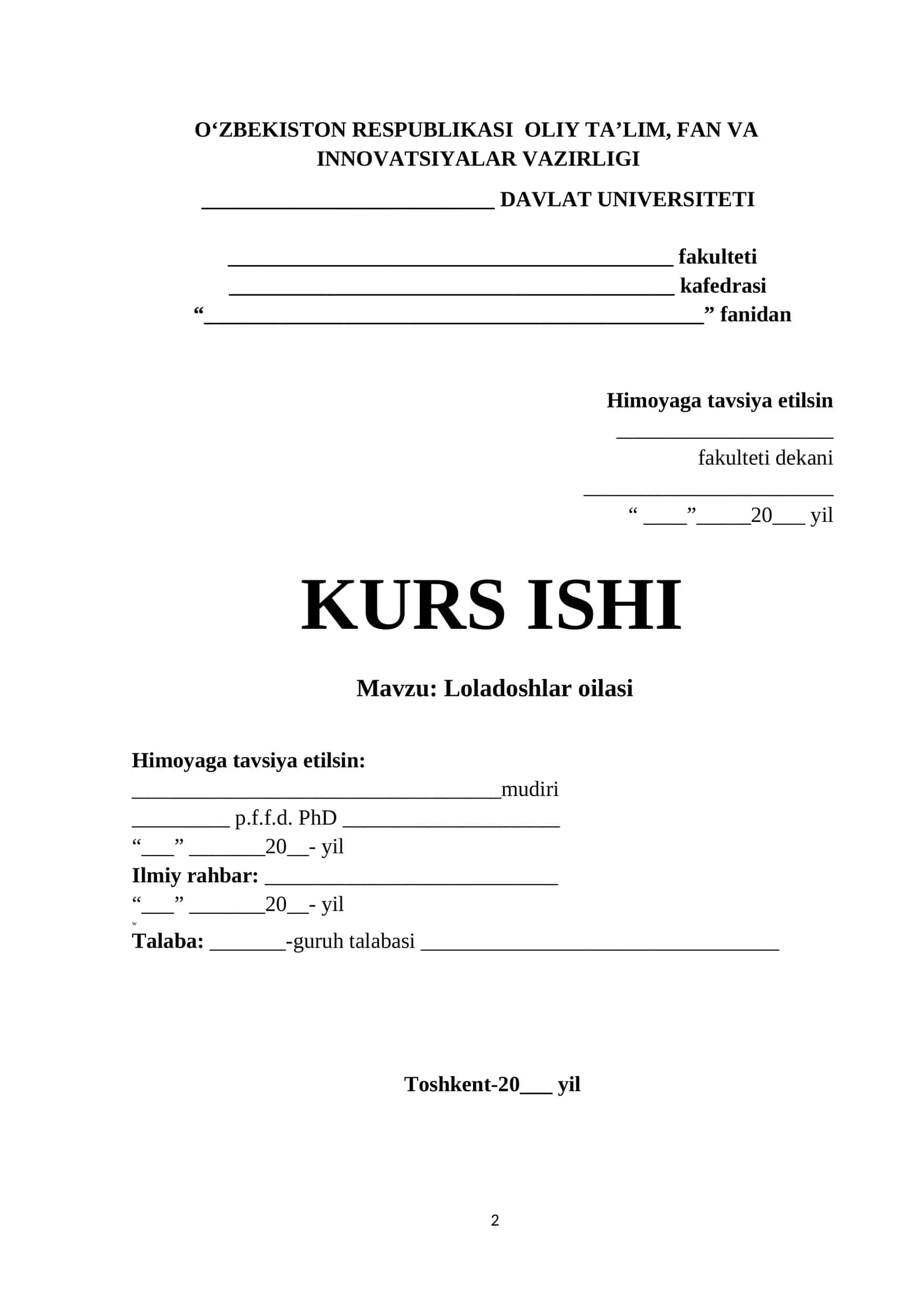 Loladoshlar oilasi 1