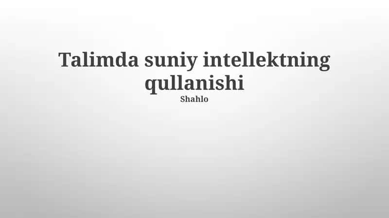 Talimda suniy intellektning qullanishi 1