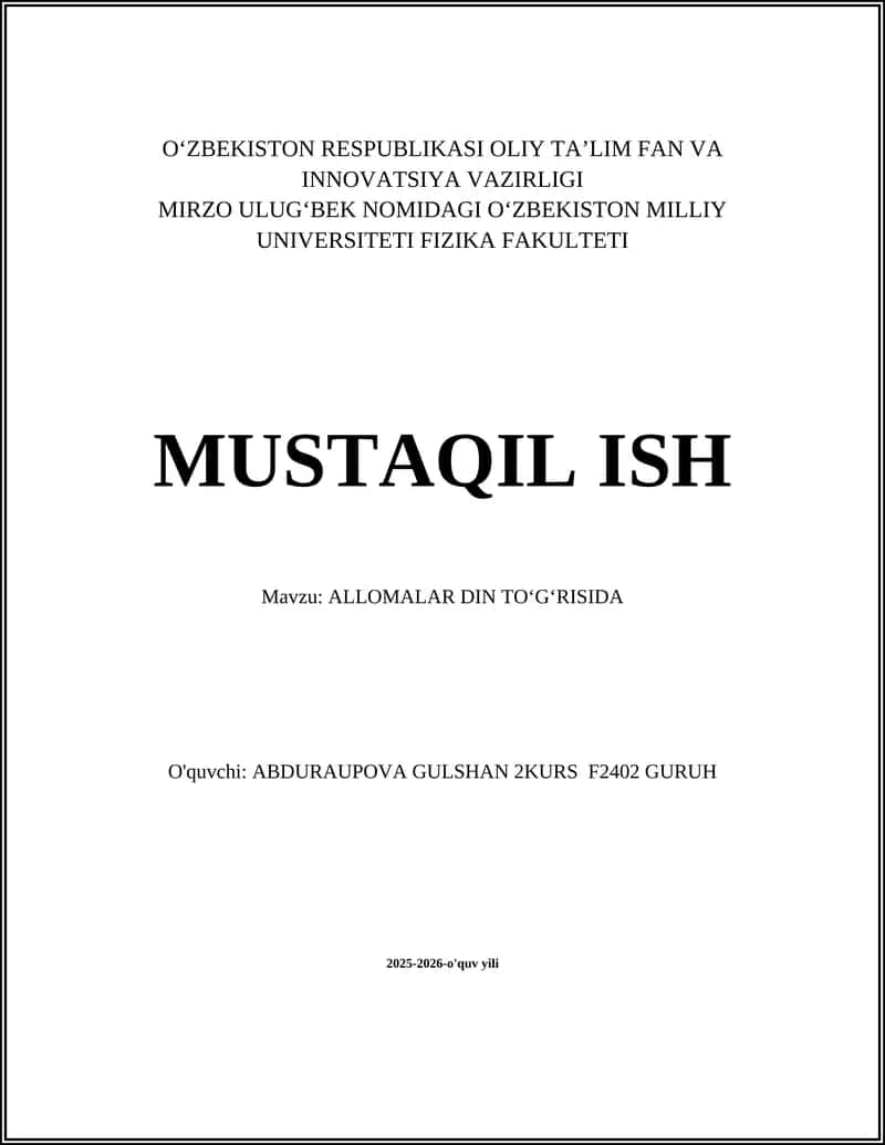 Allomalar va din ta'limi 1