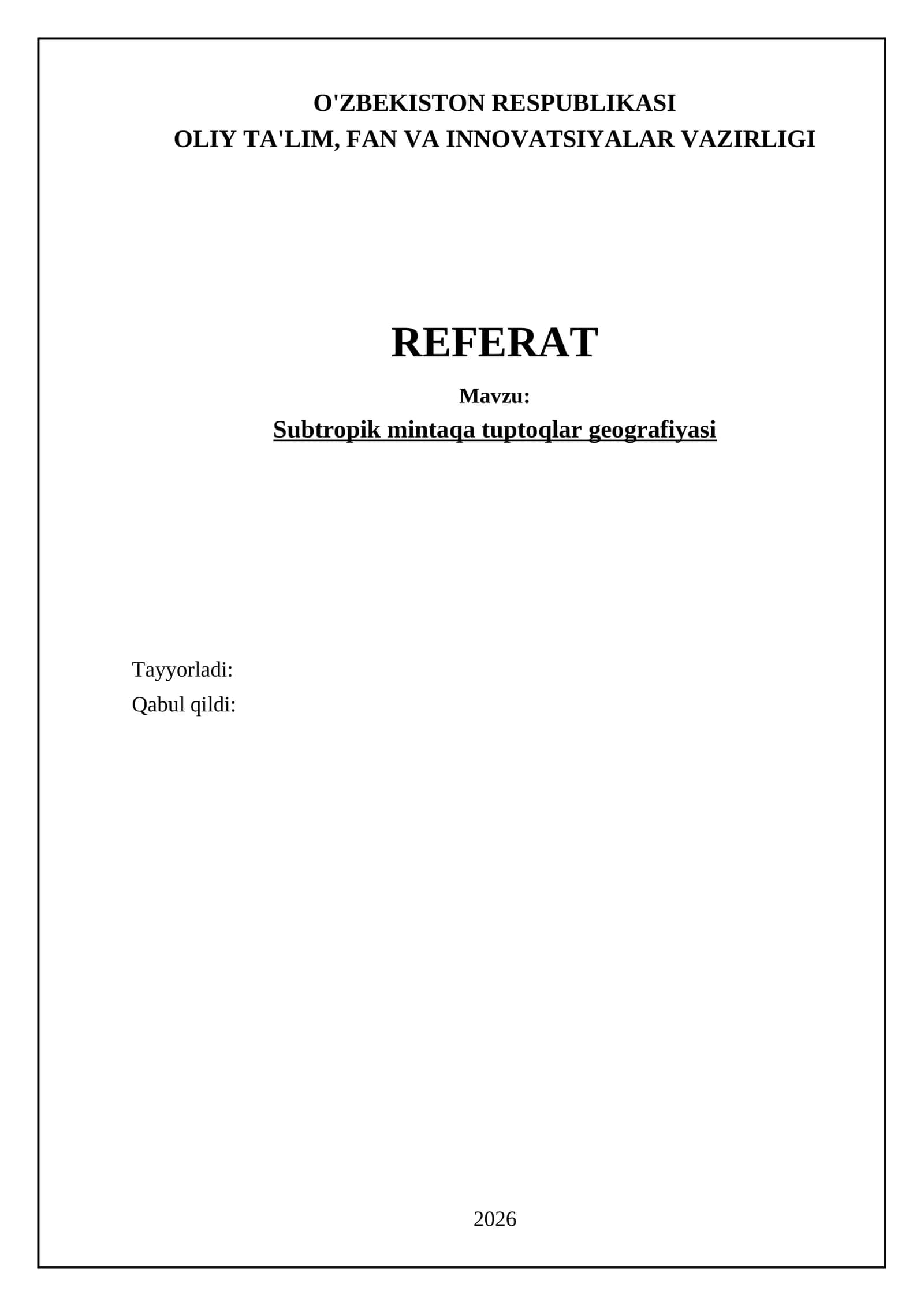 Subtropik mintaqa tuptoqlar geografiyasi 1