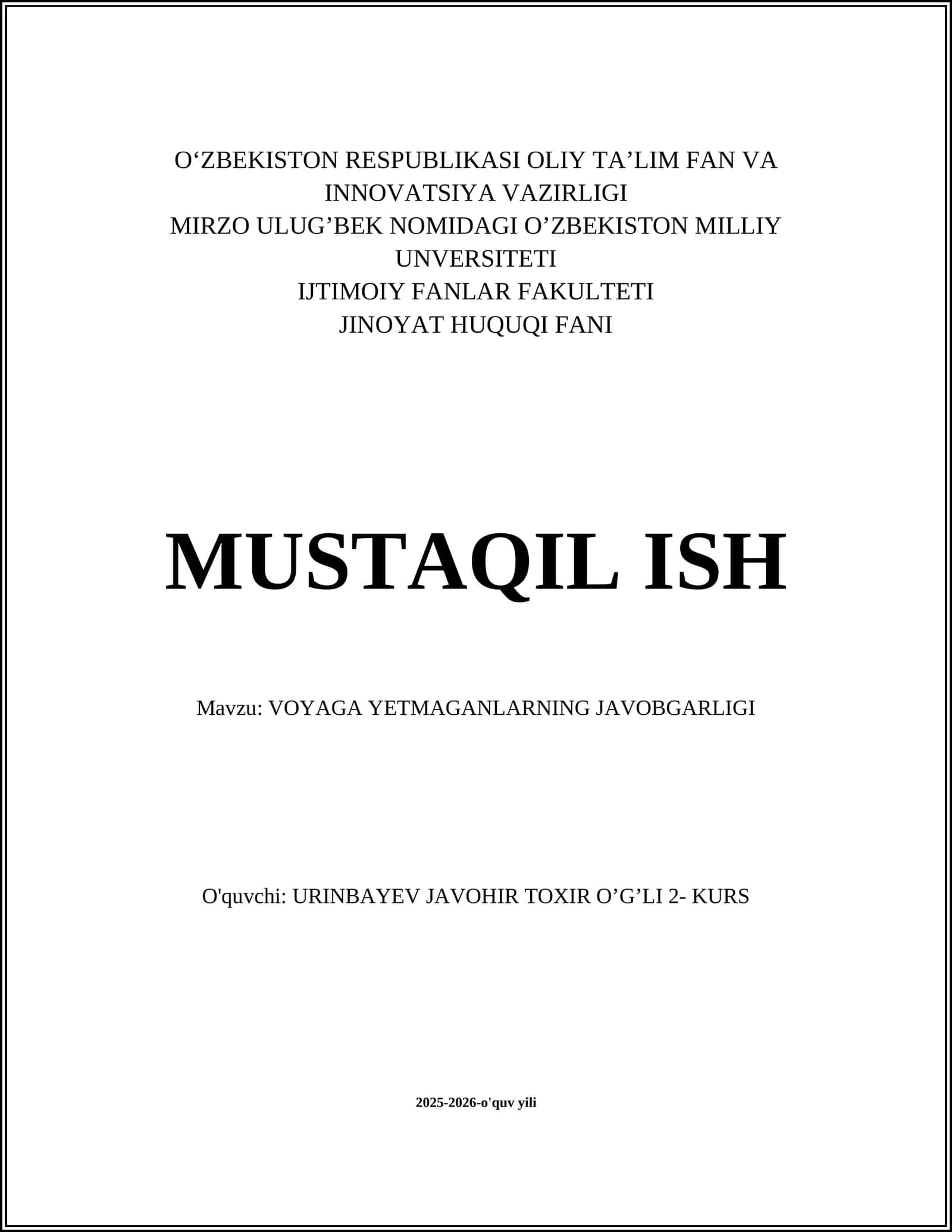 VOYAGA YETMAGANLARNING JAVOBGARLIGI 1