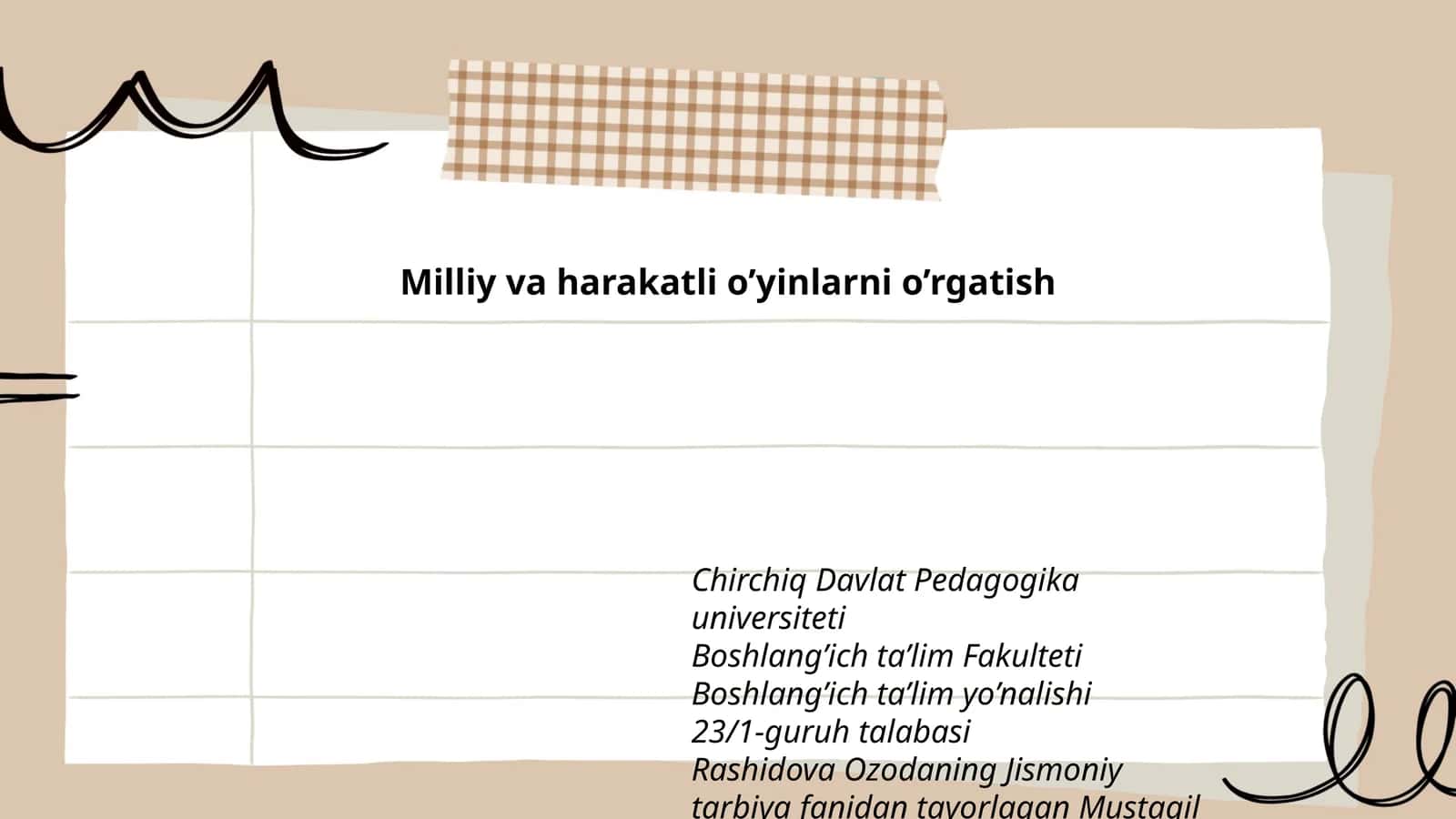 Milliy va harakatli o’yinlarni o’rgatish 1