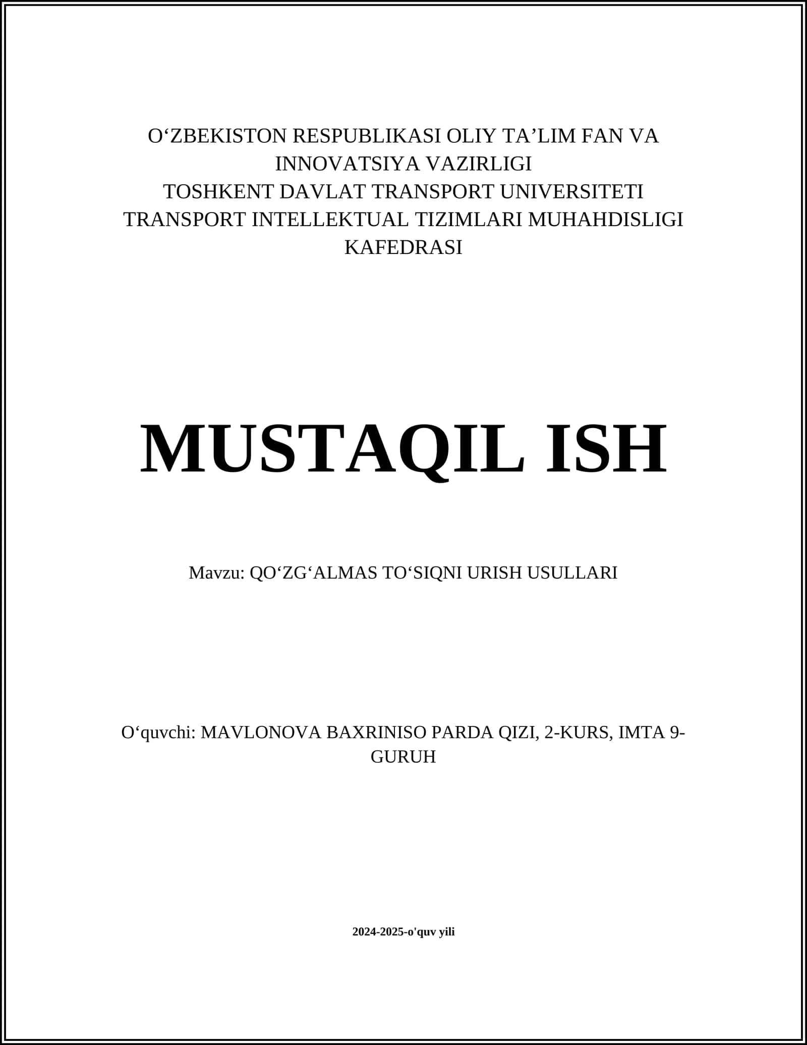 QOʻZGʻALMAS TOʻSIQNI URISH USULLARI 1