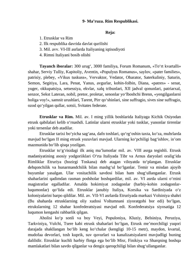 Etrusklar va Rim Respublikasi 1