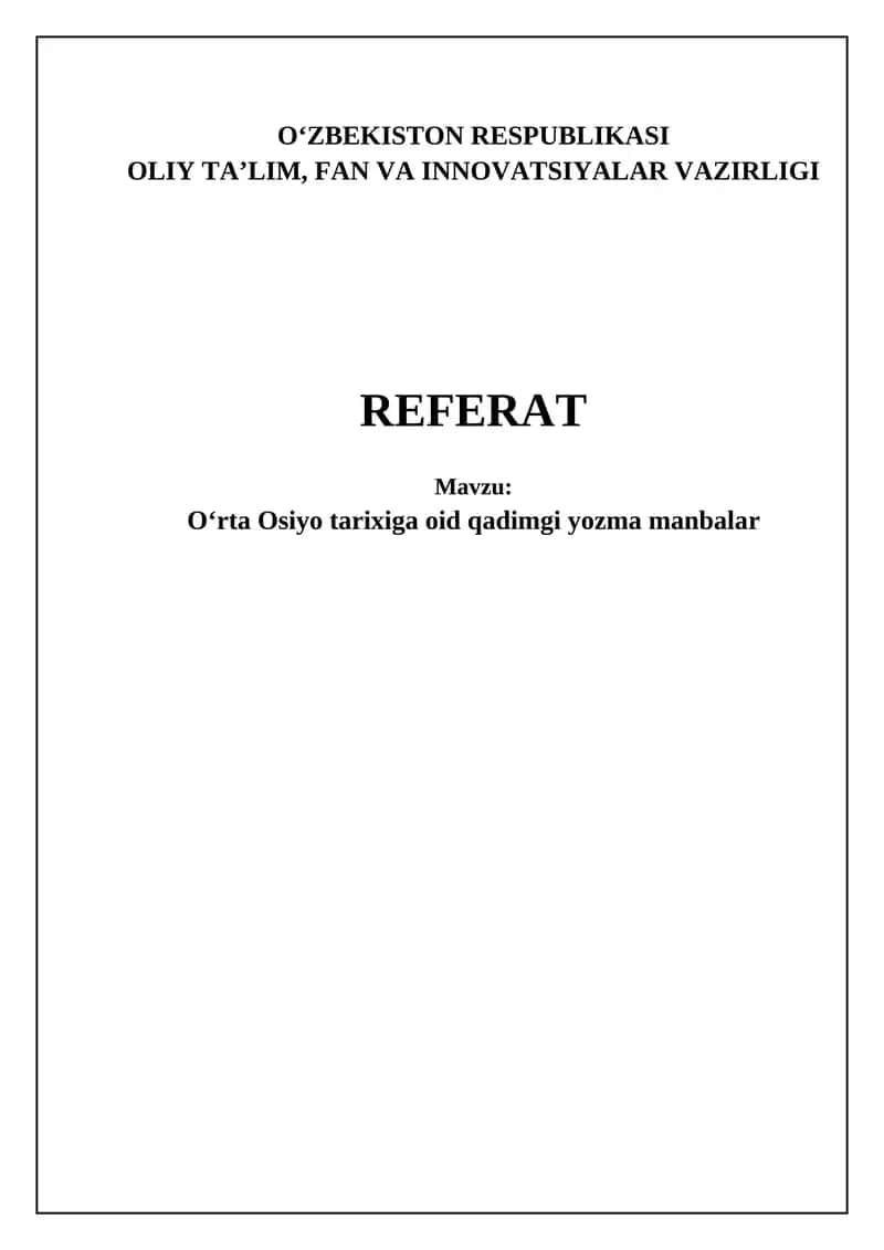 Oʻrta Osiyo tarixiga oid qadimgi yozma manbalar 1