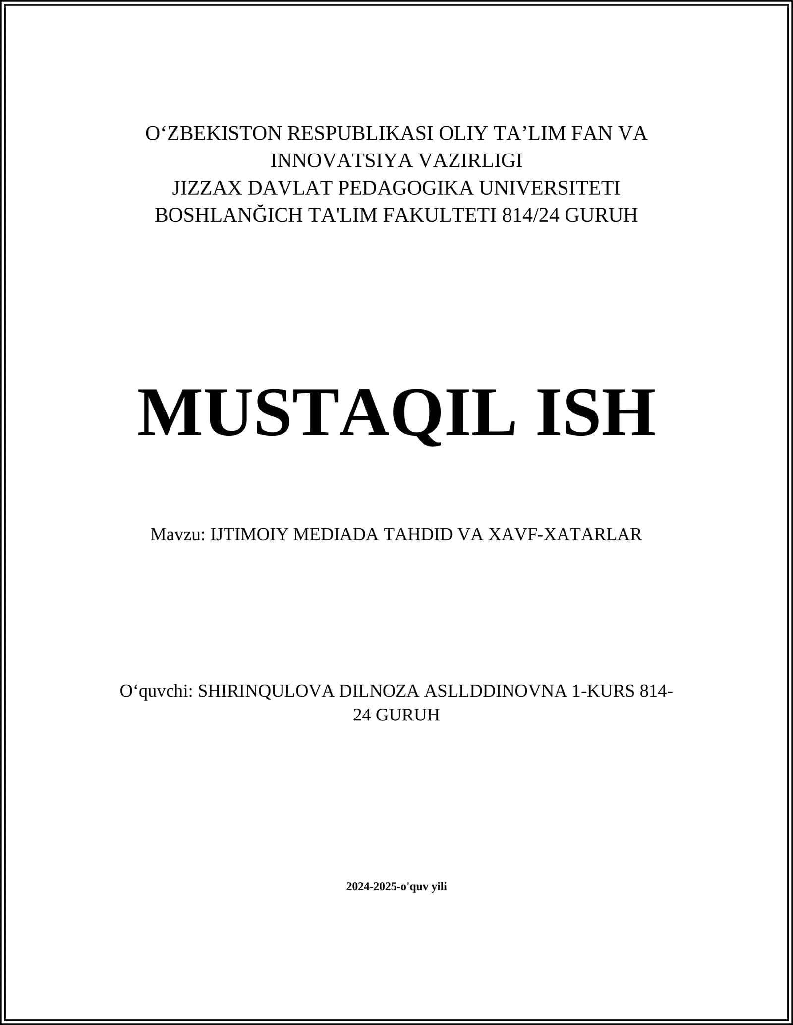 IJTIMOIY MEDIADA TAHDID VA XAVF-XATARLAR 1