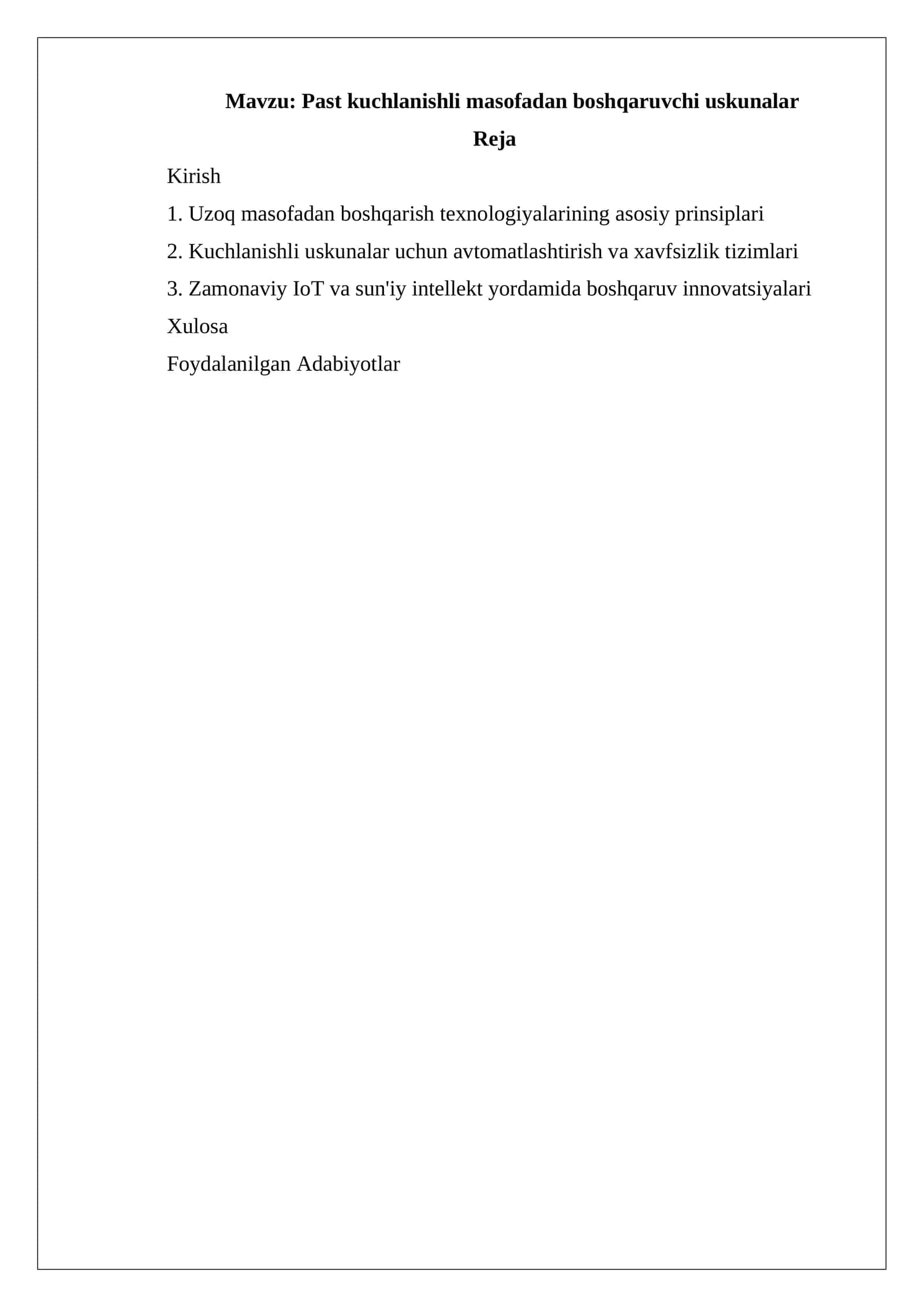Past kuchlanishli masofadan boshqaruvchi uskunalar 1