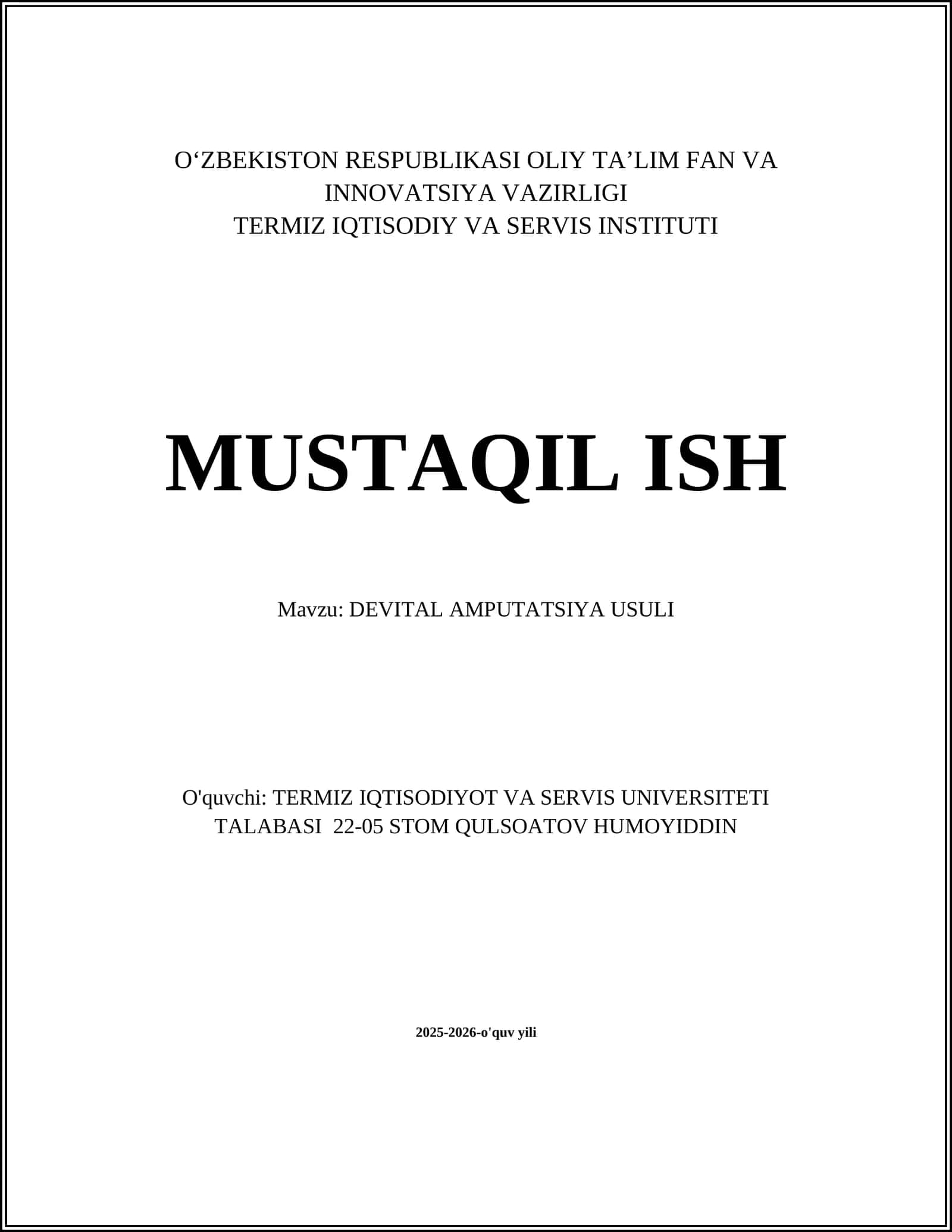 DEVITAL AMPUTATSIYA USULI 1