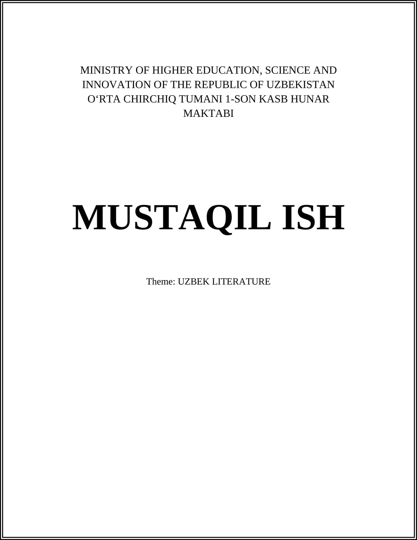 UZBEK LITERATURE 1
