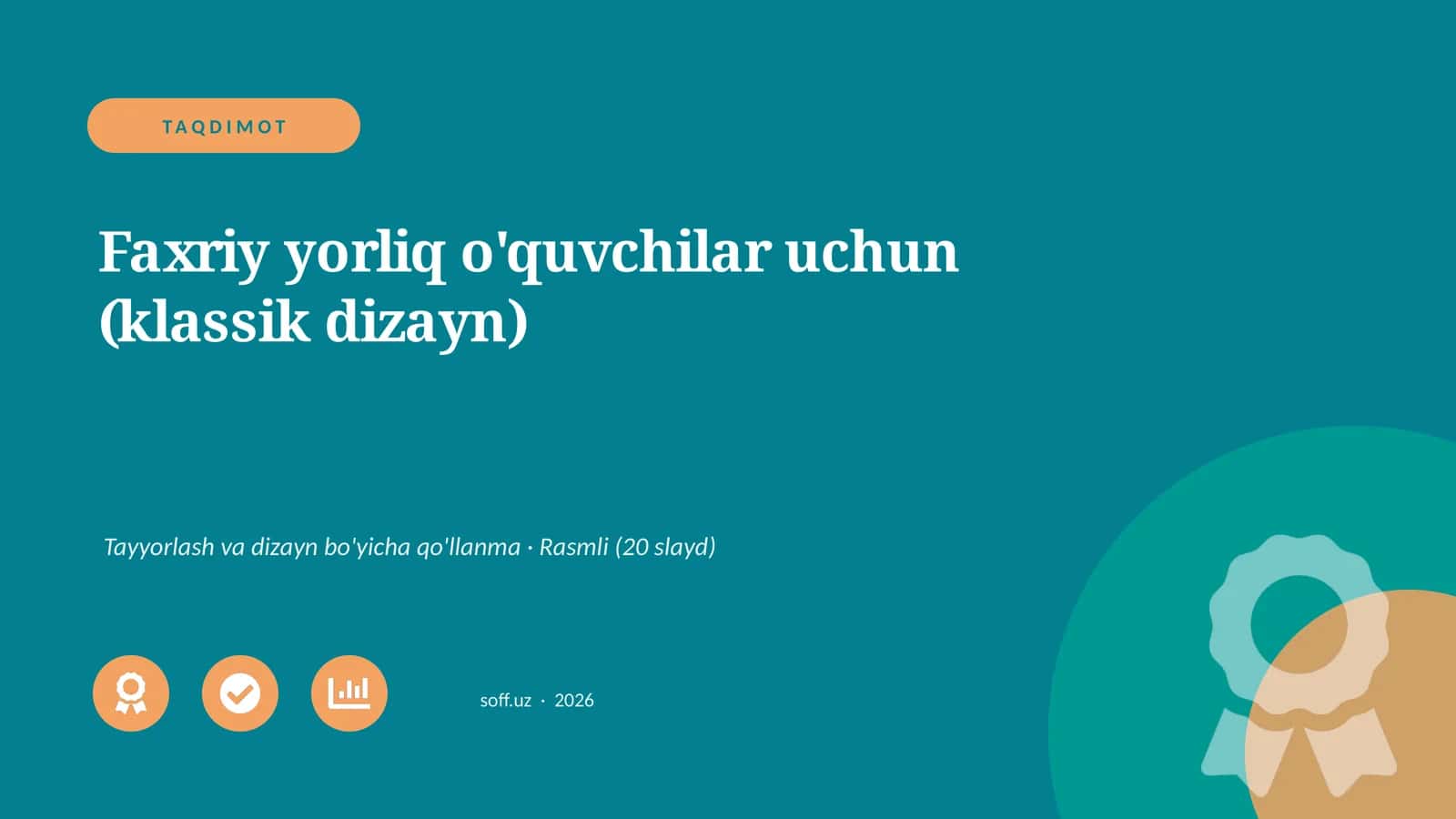 Faxriy yorliq o'quvchilar uchun (klassik dizayn) 1