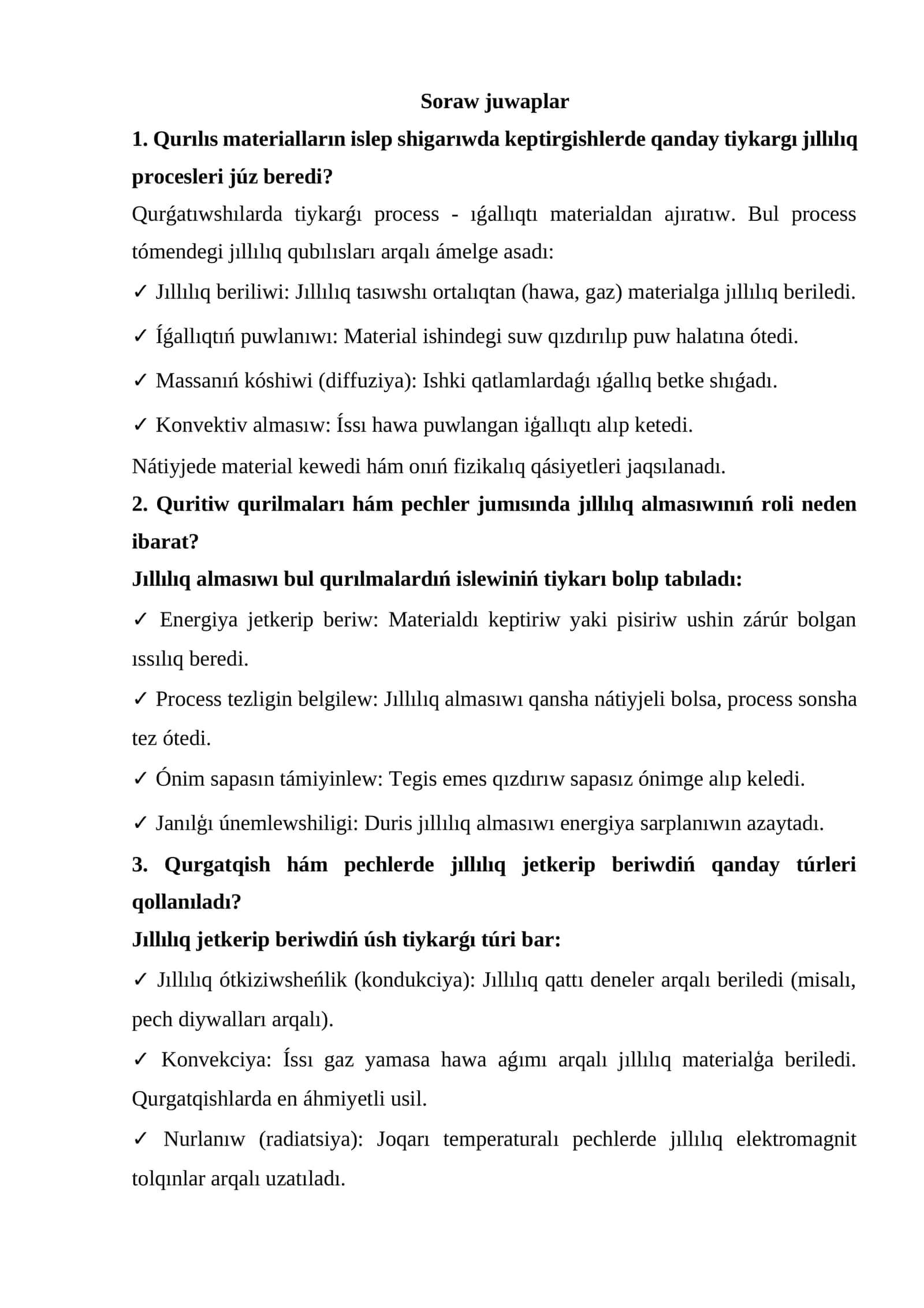 Soraw juwaplar 1